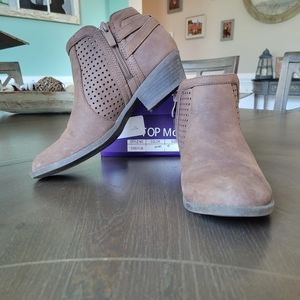 Top Moda Perforated Ankle Booties- Brown